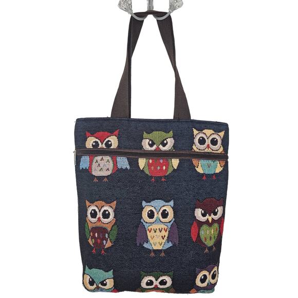 YUBISO Owl Tapestry Shoulder Market Tote Bag Pocketbook Handbag Purse - Picture 1 of 5